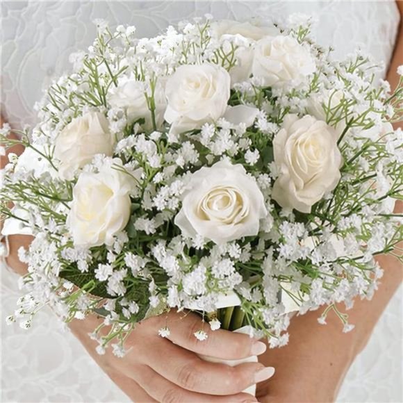 Artificial Baby Breath Flowers White Gypsophila Bouquets 15pcs RealTouch Flowers - Picture 3 of 6